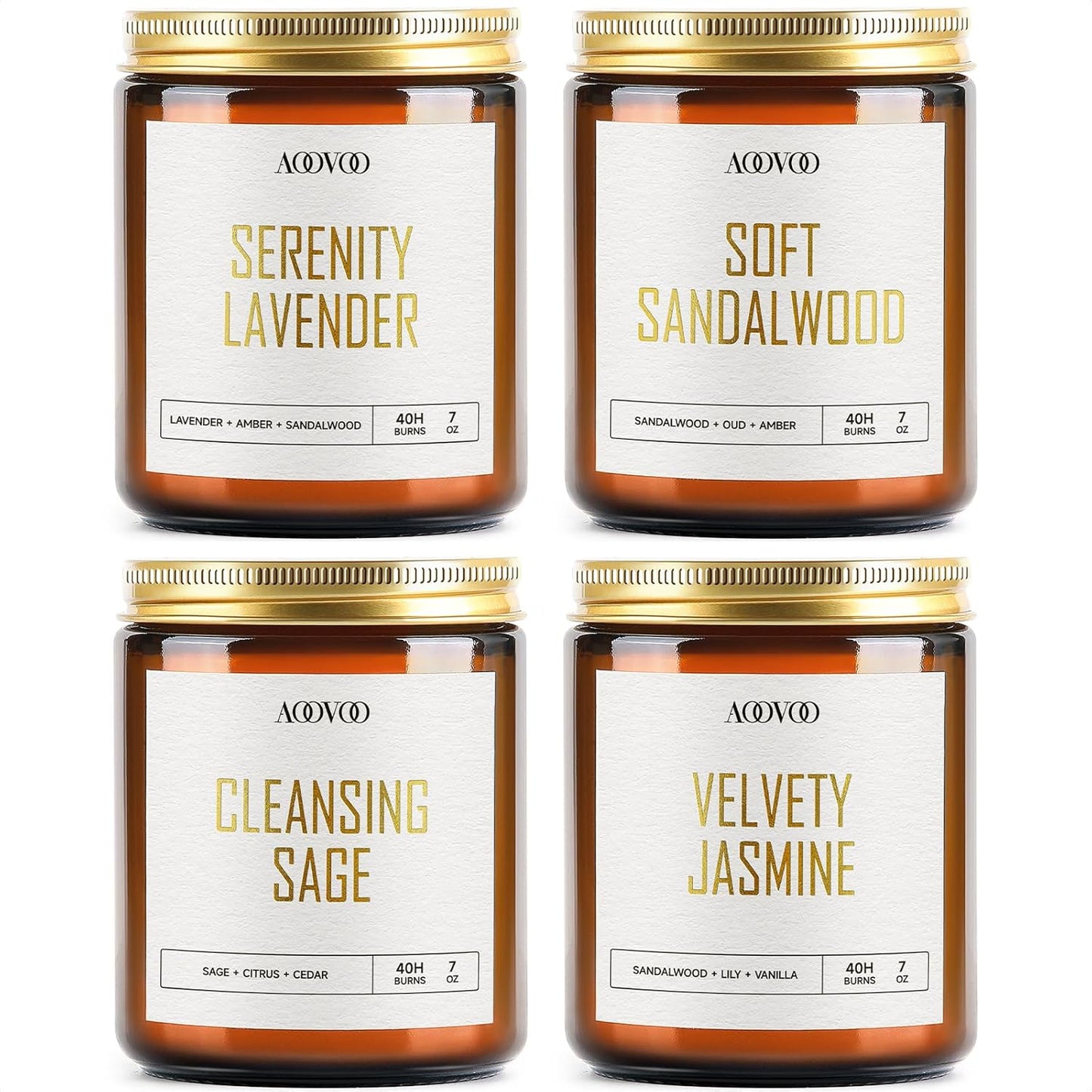 AOOVOO Scented Candles - 4PC Candle Set, 36 oz Soy Candles, Soy Candle for Home Scented, Lavender/Vanilla/Eucalyptus/Sage