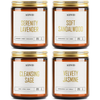 AOOVOO Scented Candles - 4PC Candle Set, 36 oz Soy Candles