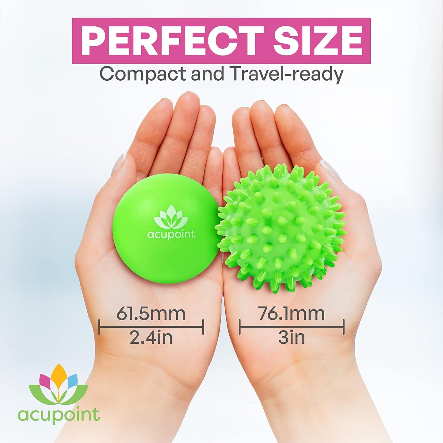 Acupoint Massage Therapy Ball Set of 2 - Myofascial Release, Trigger Point & Deep Tissue - Lacrosse Ball for Back, Neck, Foot and Plantar Fasciitis Relief