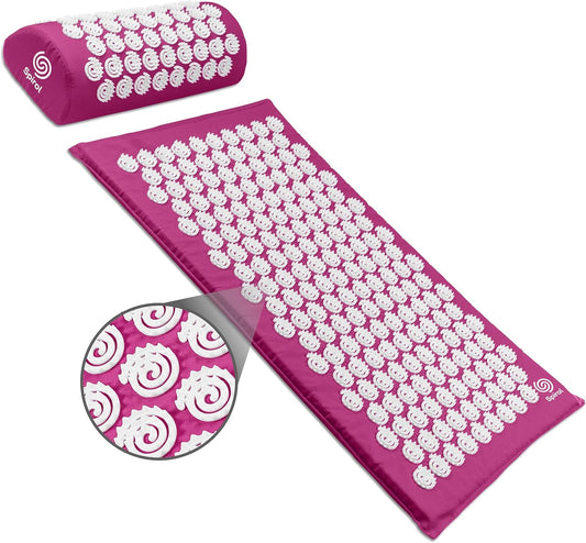 Spirol Acupressure Mat and Pillow Set for Back, Neck and Shoulder Pain Relief, with Flexible Acupressure Spikes, Includes Carry Bag (Onyx)