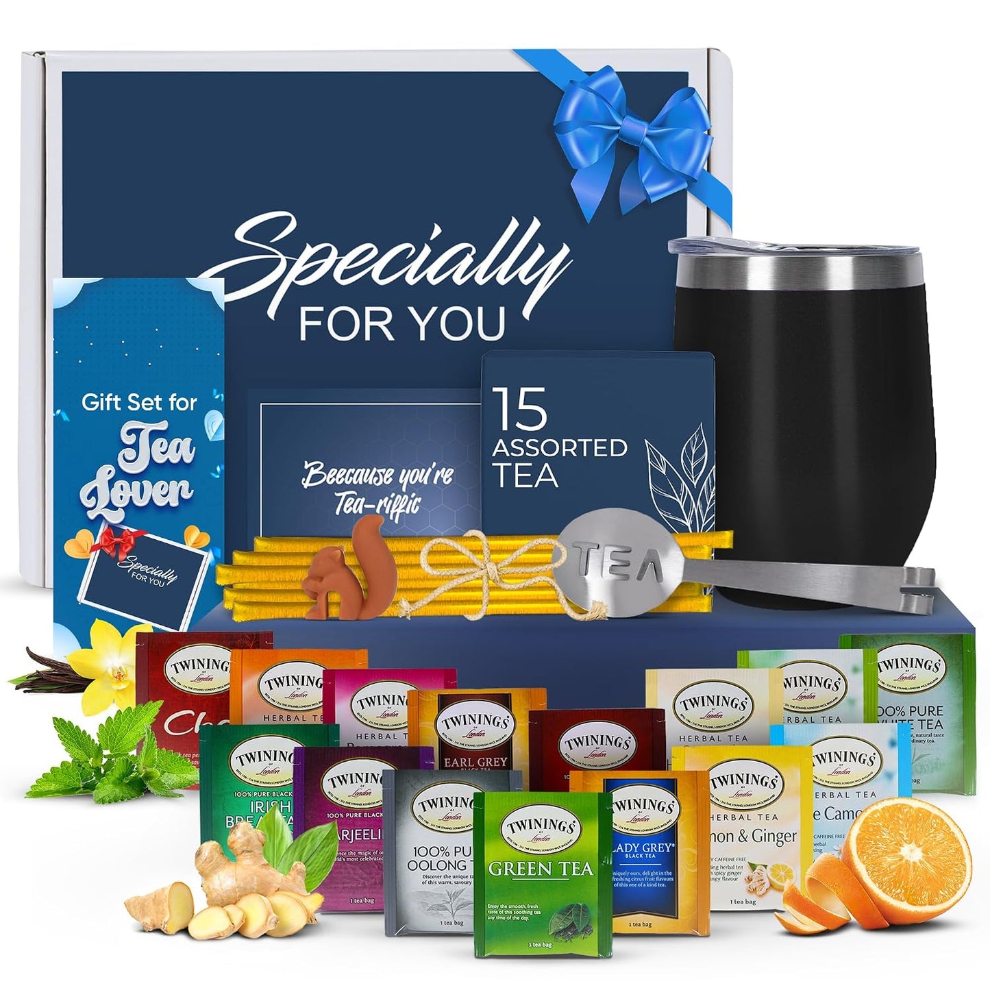 Modern Elegance Tea Tumbler Gift Set for Women, Teal
