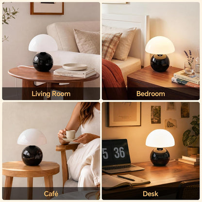 Dawnwake Mushroom Lamp Table Lamp for Bedroom-Small Desk Table Lamps,White