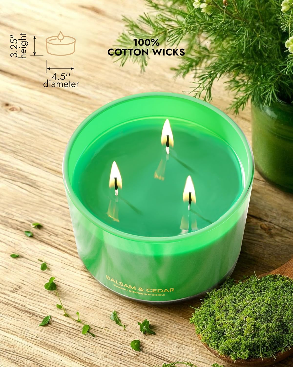 96NORTH Luxury Vanilla Soy Candles | Large 3 Wick Jar Candle | Up to 50 Hours Burning Time | 100% Natural Soy Wax | Relaxing Aromatherapy Aesthetic Candle | Housewarming Gift for Men and Women