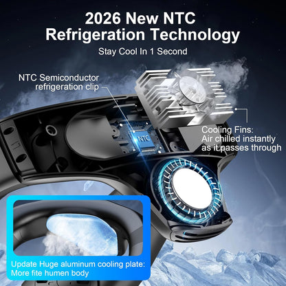 Neck Air Conditioner Fans That Blow Cold Air, 6000 mAh Battery Operated Wearable Cooling Device Fan, Bladeless, Rechargeable Fan, Black