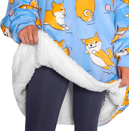 Bare Home Wearable Blanket Hoodie - Soft Plush Sherpa - Warm and Cozy - Oversized Wearable Blanket