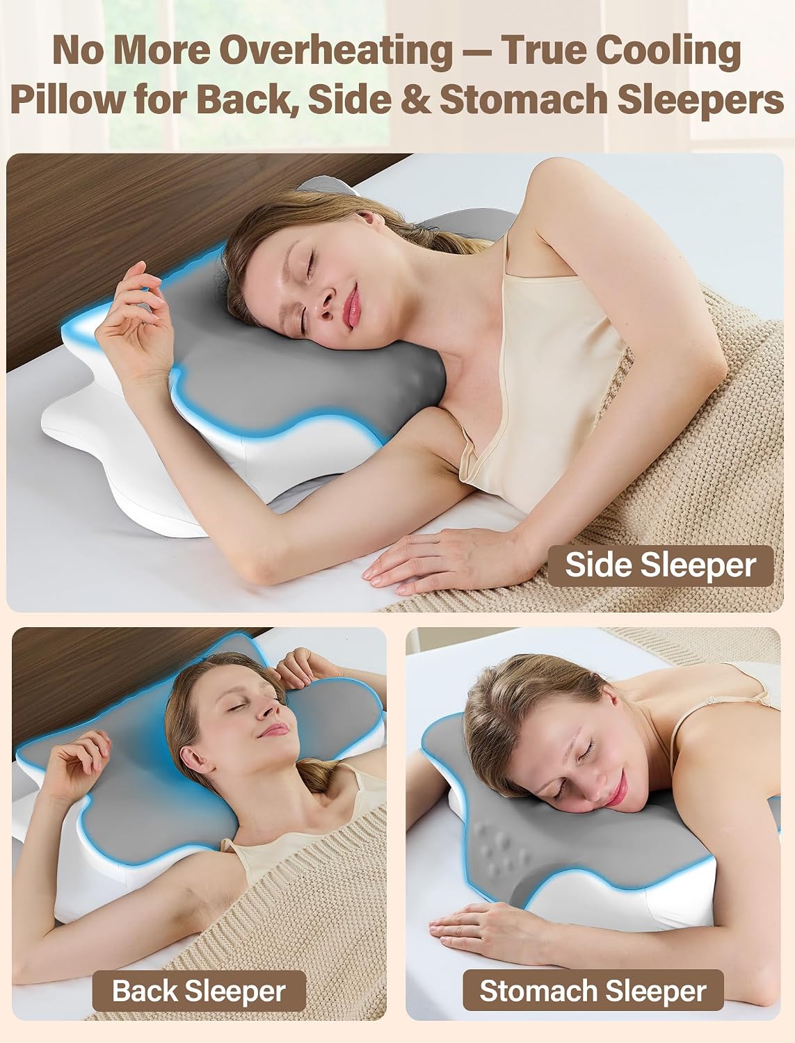 Cervical Neck Pillows with Memory Foam - Neck Pillows for Pain Relief Contour Memory Foam Pillows Ergonomic Neck Support - Adjustable Orthopedic Bed Pillows with Breathable Pillowcase for Sleeping