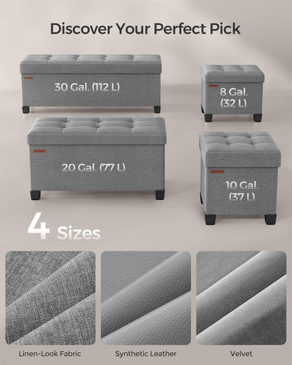 SONGMICS Storage Ottoman, Small Ottoman Foot Rest with Legs, 12.6 x 15.7 x 13.2 Inches Foot Stool, Load up to 660 lb, for Living Room, Bedroom, Dorm, Slate Gray ULSF012G01
