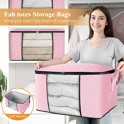 Fab totes Storage Bags for Clothes Blanket Storage Bins with Lids