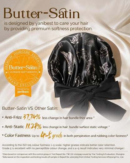YANIBEST Adjustable Satin Bonnet for Sleeping Women Double Layer Hair Wrap Reduce Friction Prevent Frizz Natural Curly Hair