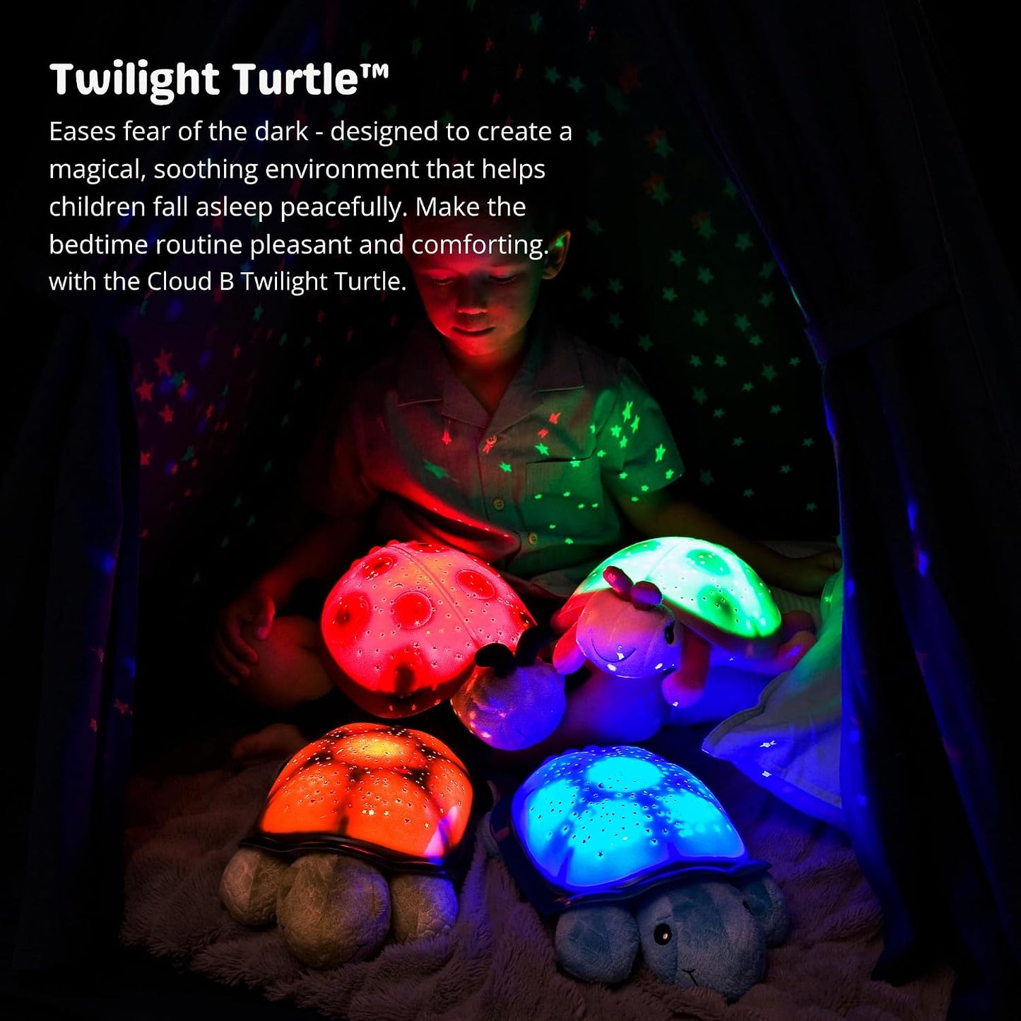 Cloud b Calming Nightlight Star Projector | Gentle Brightness | 3 Colors | 8 Constellations | Auto-Shutoff | Twilight Turtle Green