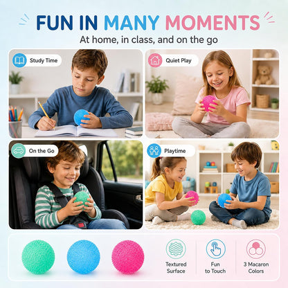 3pcs Squishy Textured Stress Balls Silky Soft Memory Gel Squeeze Balls Squishies Fidget Balls for Anxiety Relief Squishy Ball Sensory for Kids/Adults Hand Exercises 1.85inch