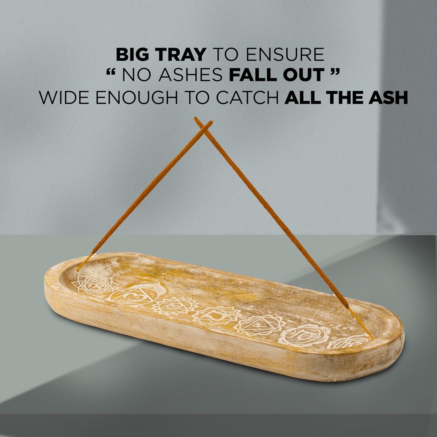 raajsee Wooden Rosewood Incense Holder - Incense Burner - Ash Catcher - Incense Stick Holder - Meditation & Yoga - Great Gift for Any Occasion Size 11x4 inch (Seven Chakra White)