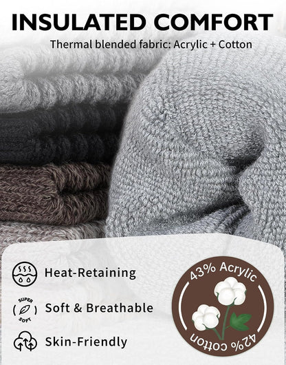CLOSEMATE Womens Thick Full Cushioned Thermal Warm Boot Socks for Winter 3 Pairs