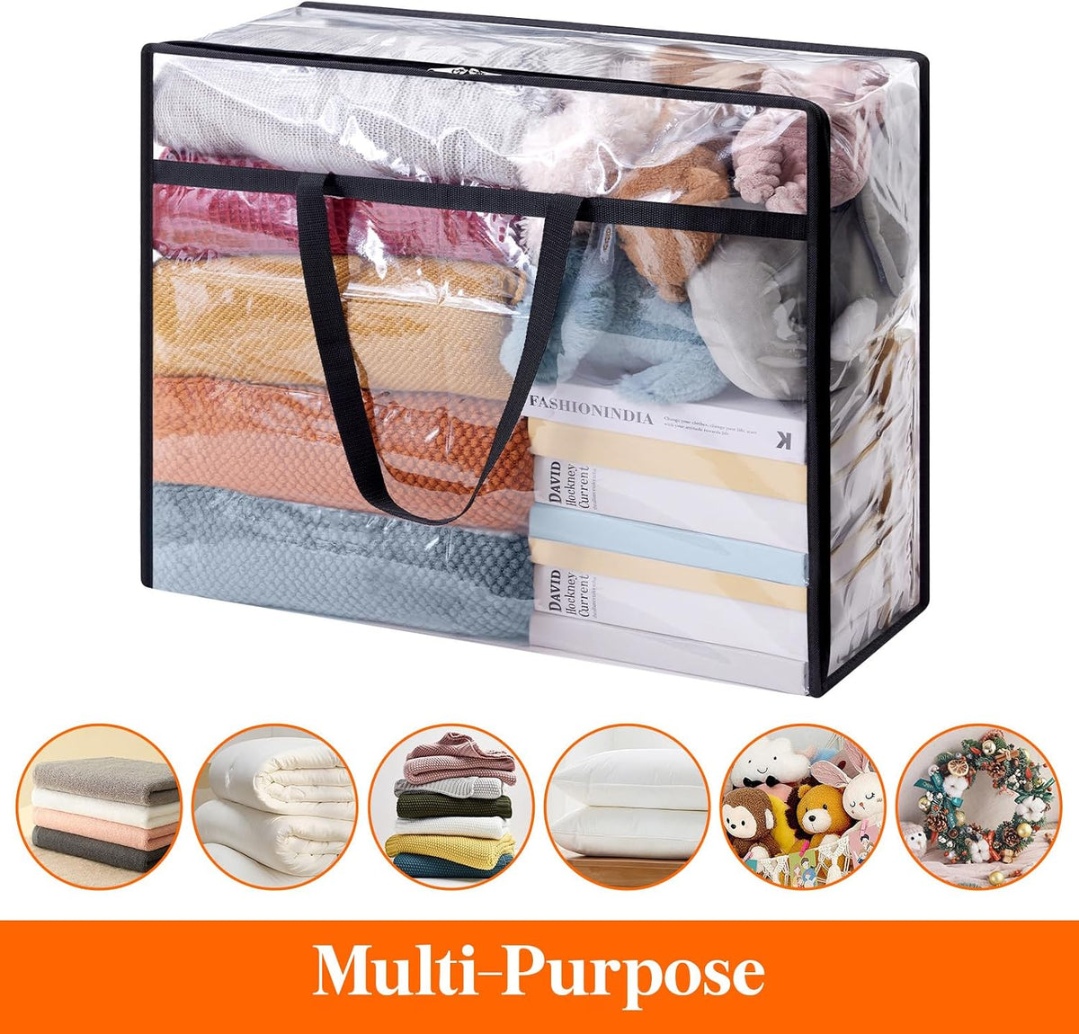 Lifewit 45L Clear Clothes Storage Bags,Plastic Foldable Blanket Storage Bag
