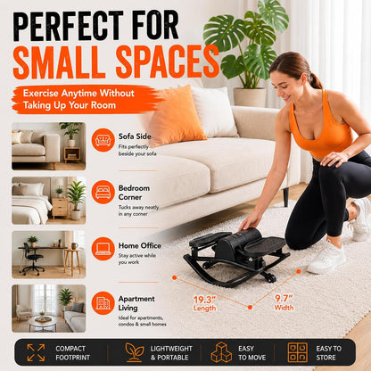 Lhanel Rock Stepper for Home Workout, Low-Impact Side Stepper with Resistance Bands, Side-to-Side Mini Stepper for Cardio, Weight Loss & Full Body Exercise