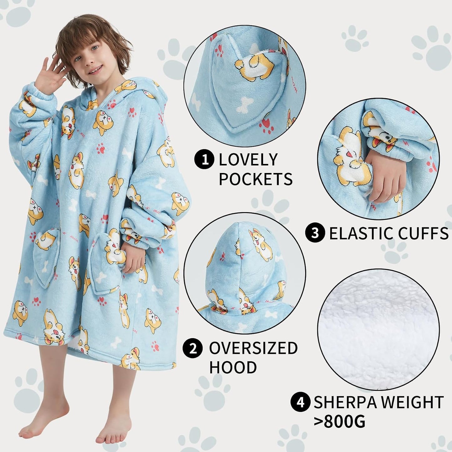 Fiosnow Glow in the Dark Unicorn Blanket Hoodies for Kids 6-13YR Oversize Wearable Blanket Hoodies for Boys Girls Teens