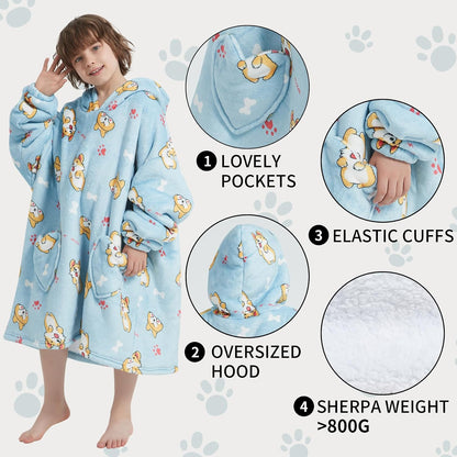 Fiosnow Glow in the Dark Unicorn Blanket Hoodies for Kids 6-13YR Oversize Wearable Blanket Hoodies for Boys Girls Teens