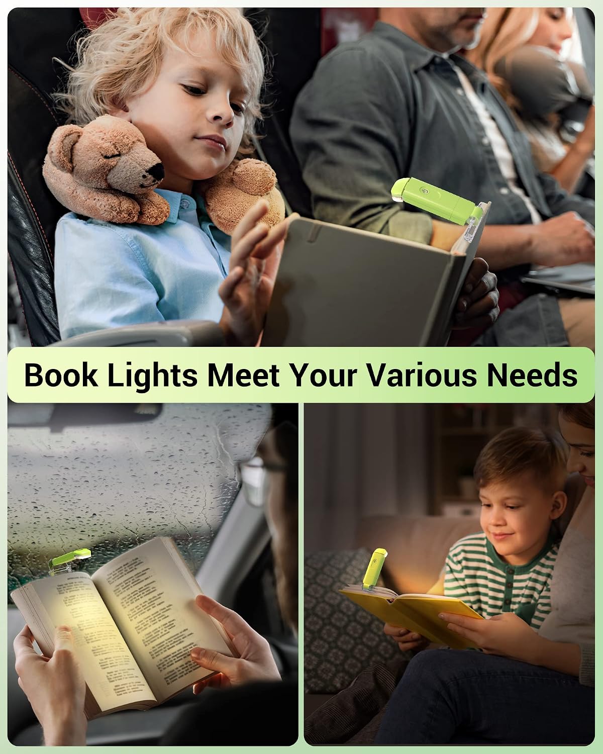 DEWENWILS USB Rechargeable Book Light for Reading in Bed, LED Book Reading Lights with Clip, Perfect for Bookworms, Kids, Warm White, Brightness Adjustable (Blue)