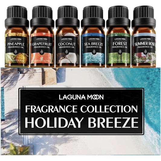 Lagunamoon Essential Oils Set, Top 20 Gift Set Oils for Diffusers, Humidifiers, Aromatherapy, Candle Making Scents, Cars & Home Products, Peppermint, Tea Tree, Lavender, Eucalyptus, Lemongrass (10mL)