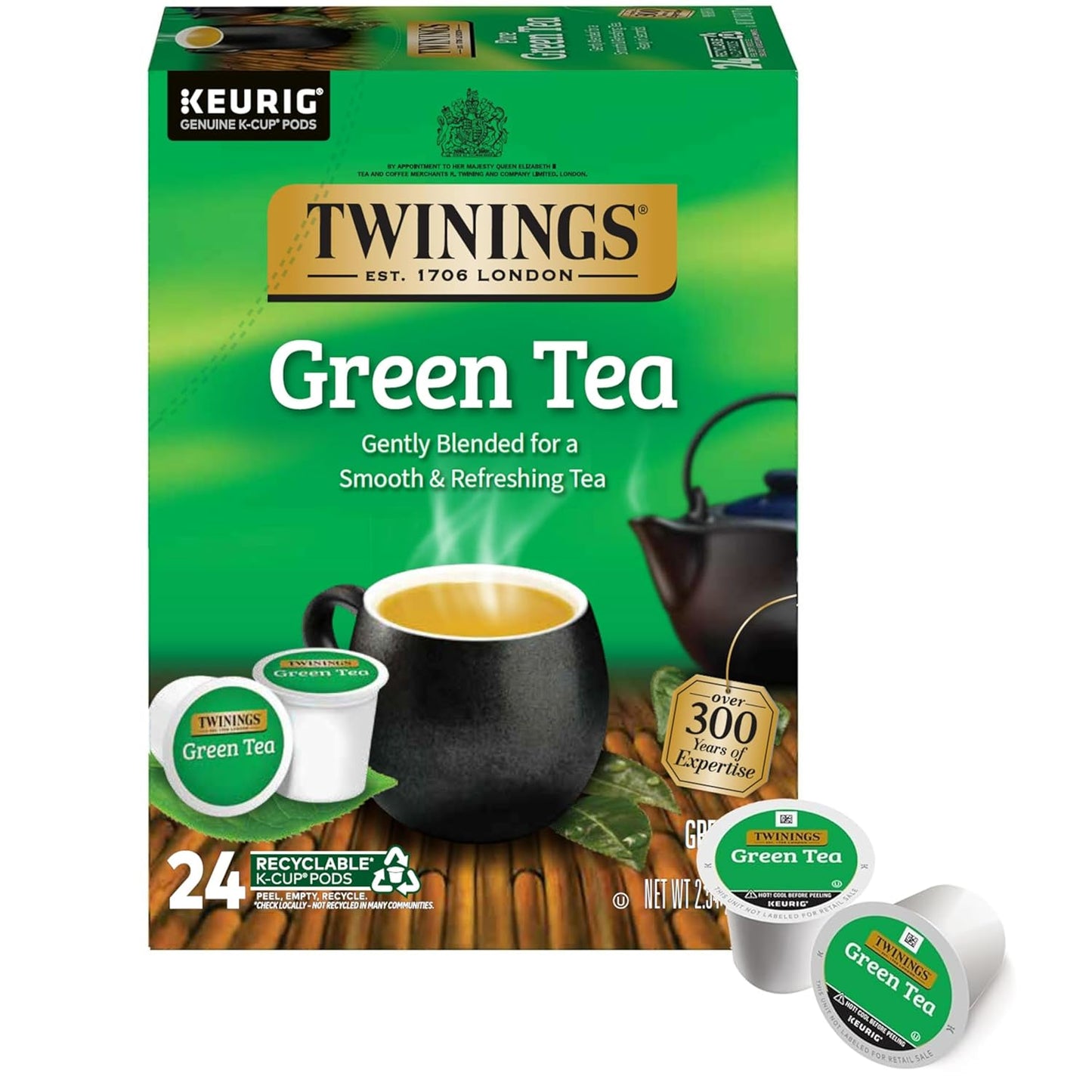 Twinings Pure Peppermint Herbal Tea K-Cup Pods for Keurig, 24 Count (Pack of 1), Made with 100% Pure Peppermint, Naturally Caffeine-Free, Enjoy Hot or Iced