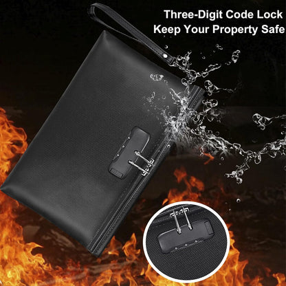 Fireproof Document Bag with Lock,Waterproof Money Pouch,14.3"x10.2"