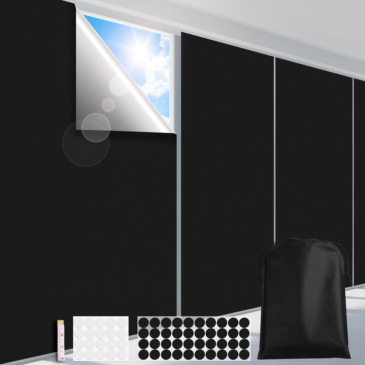FADOTY 100% Blackout Curtains, 57"x 118" Portable Black Out Window Cover