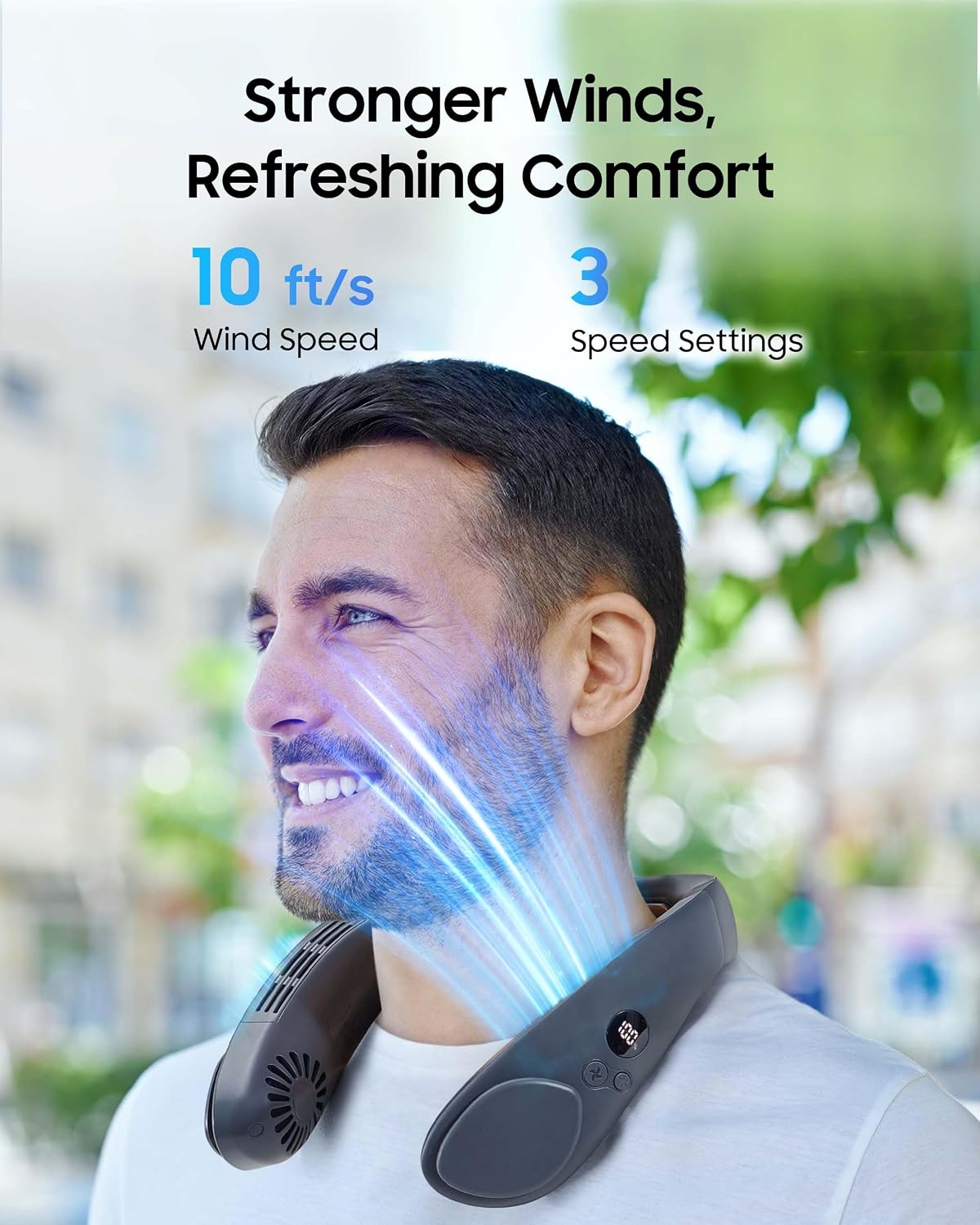 HIGO Neck Fan with Cooling Plate, Neck Air Conditioner, 2-in-1 Cooling Neck Fan Portable Rechargeable, Wearable Personal Fan, 4400mAh Large Battery, Ergonomic Design, Space Gray