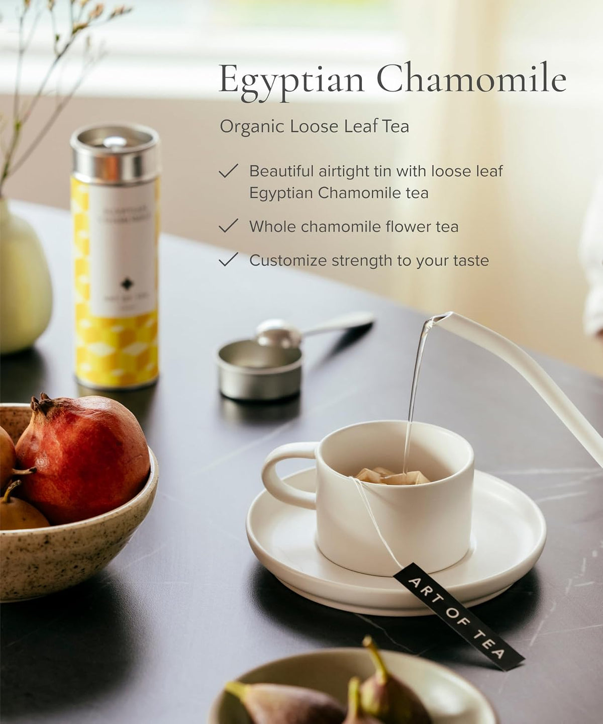 Art of Tea Organic French Lemon Ginger 1.5oz Loose Leaf Tea Tin, Caffeine Free Herbal Tea, Organic Rooibos & Lemongrass Ginger Tea, Premium Loose Leaf Herbal Tea for Relaxation & Digestion