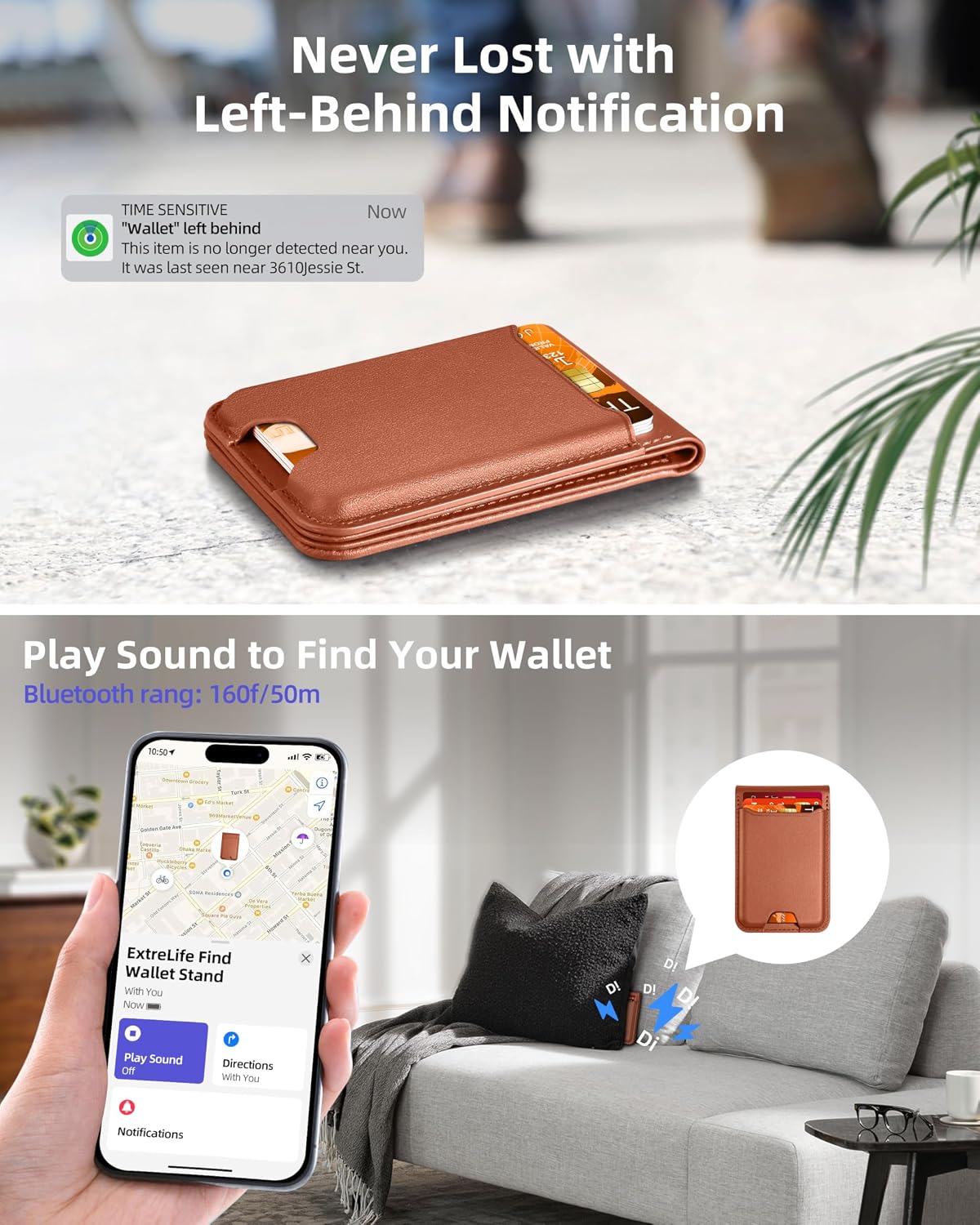 ExtreLife for Magsafe Wallet, Works with Apple Find My, 6 Cards Holder