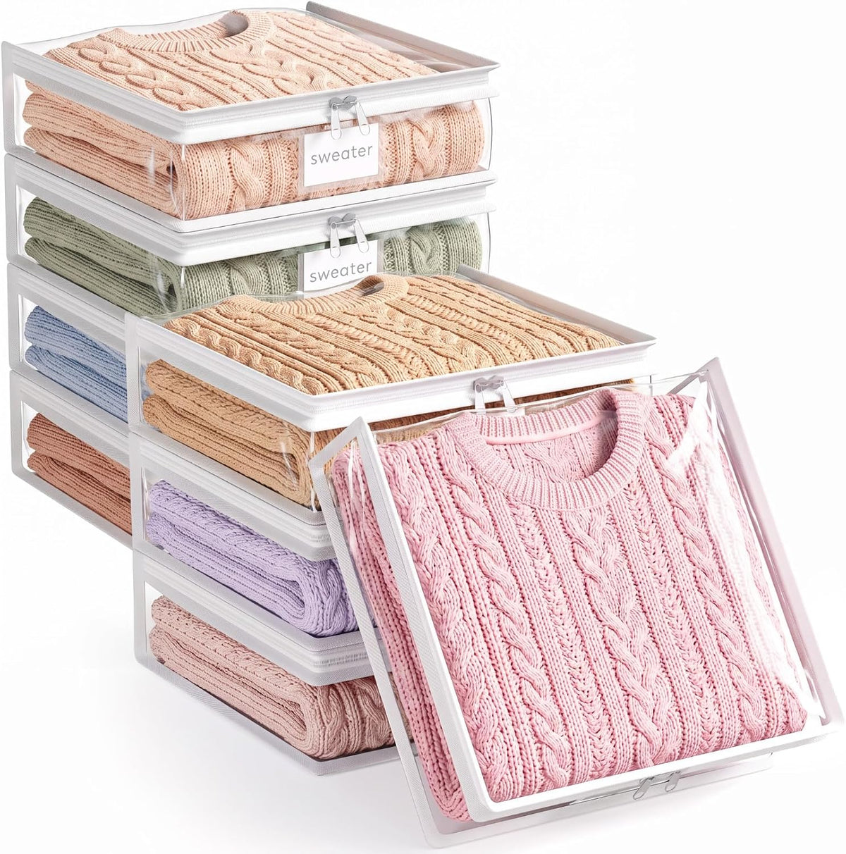 Lifewit Clear Zippered Storage Bags, Plastic Sweater Storage Bags Clothing Organizer for Blankets Linen Sweater Bed Sheet Quilt Clothes (15.7 x 13.8 x 3.9 Inch)