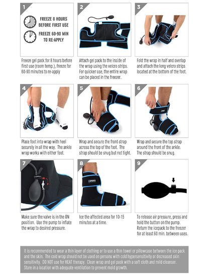 Sports Unlimited Cold Compression Ankle Wrap with Two Gel Packs