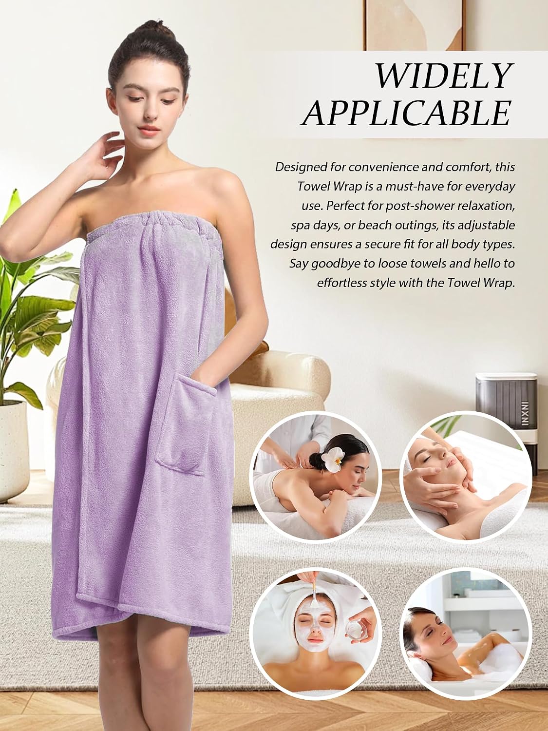 Women'S Soft Wrap Towel Full Length，Bath Robe After Shower Female Plush Long，Spa Bathrobes Lightweight With Pockets