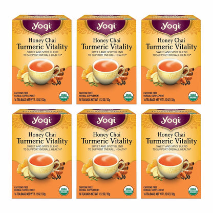 Yogi Honey Chai Turmeric Vitality Tea, 16 Tea Bags (6 Pack)
