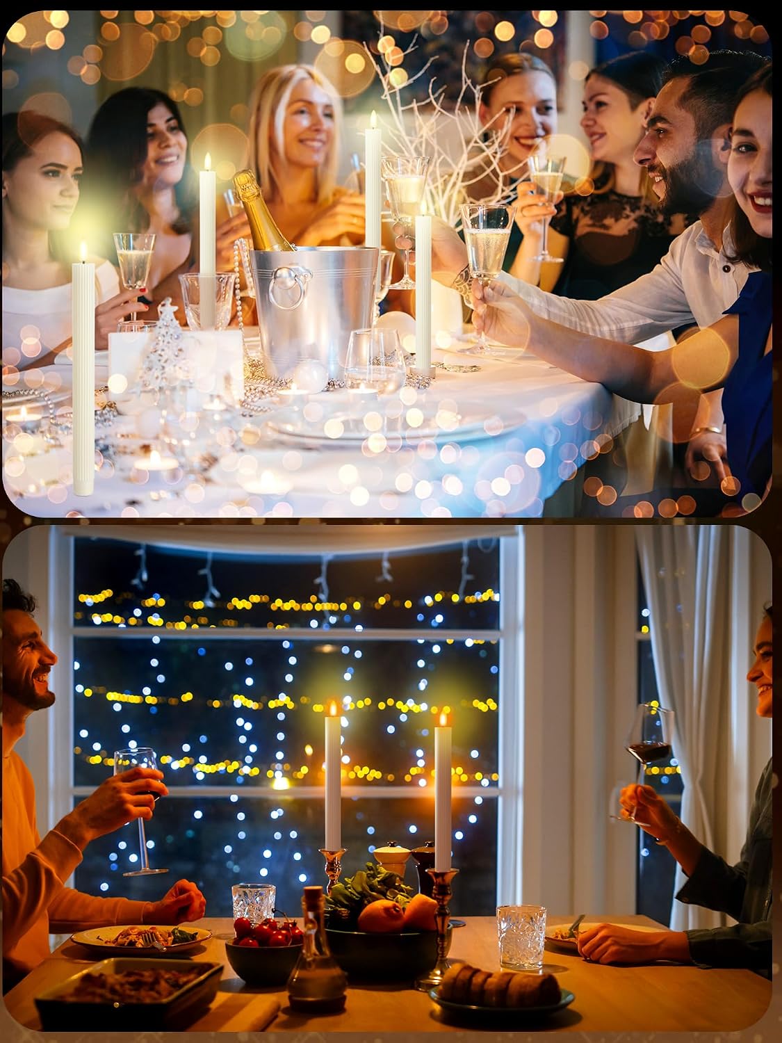 Treela 24 Pcs Flameless Taper Candles Battery Operated Bulk Fake Candles Light LED Candle Sticks Flickering Tapered for Easter Wedding Anniversary Decoration(Basic,11 Inch,Ivory)