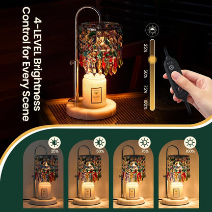 Candle Warmer Lamp with Timer Dimmer and 3 Bulbs, Lamp Candle Warmer with Marble Base,Wax Melt Warmer for Jar Candles, Birthday Gifts for Women Mom, House Warming Gifts New Home Decor (RGB-Black)