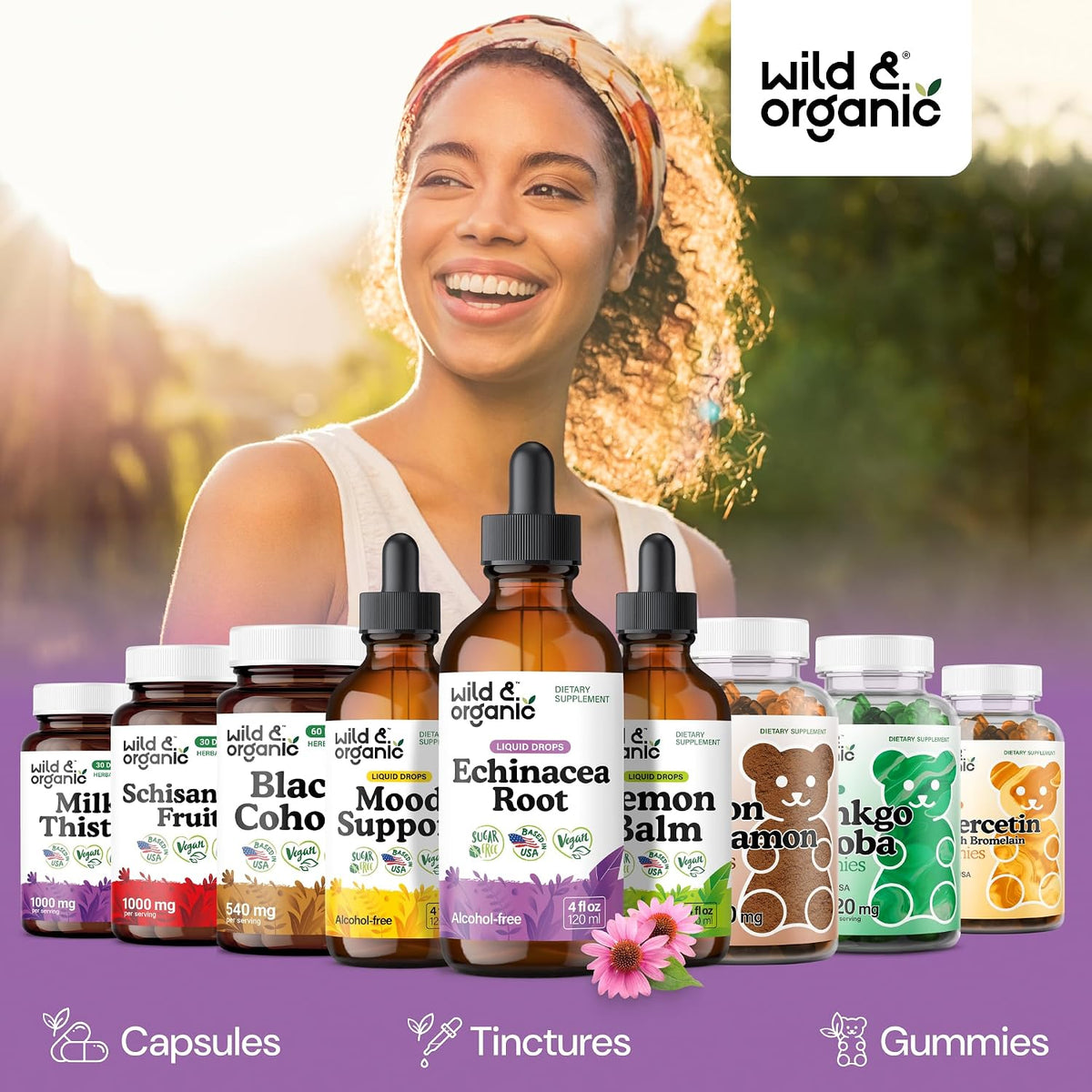 Wild & Organic Echinacea Drops - Immune & Lymphatic Drainage Drops - 4 oz