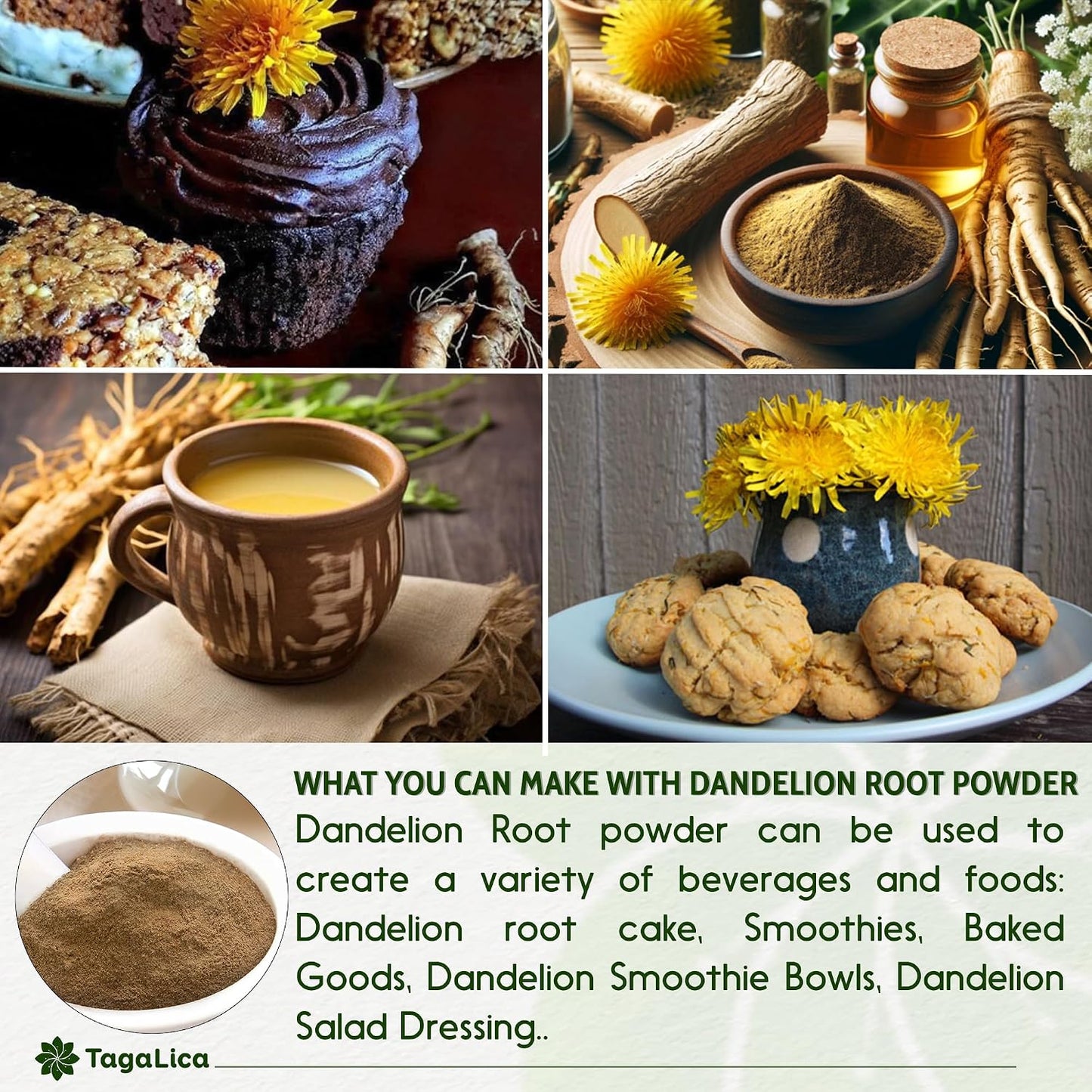Tagalica, Premium 135 Dandelion Root Tea Bags, 100% Natural & Pure from Dandelion Root, Eco-Conscious Tea Bags, Herbal Tea. No Sugar, No Caffeine, No Gluten, Vegan