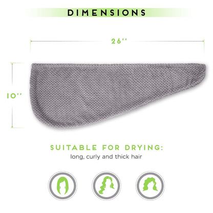 SimpleField 2 Pack Microfiber Hair Towel Wrap for Women, Anti Frizz Quick Drying Hair Turban for All Hair Style, Absorbent and Lightweight (Beige)