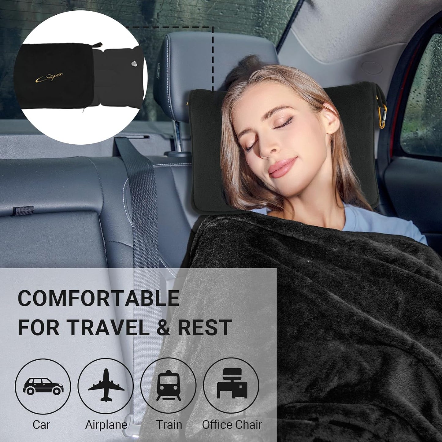 Compact Travel Blanket for Airplane, Premium Soft 2-in-1 Blanket with Pillowcase and Carry Bag, Lightweight Travel Essentials with Luggage Sleeve and Backpack Clip, Mint Green