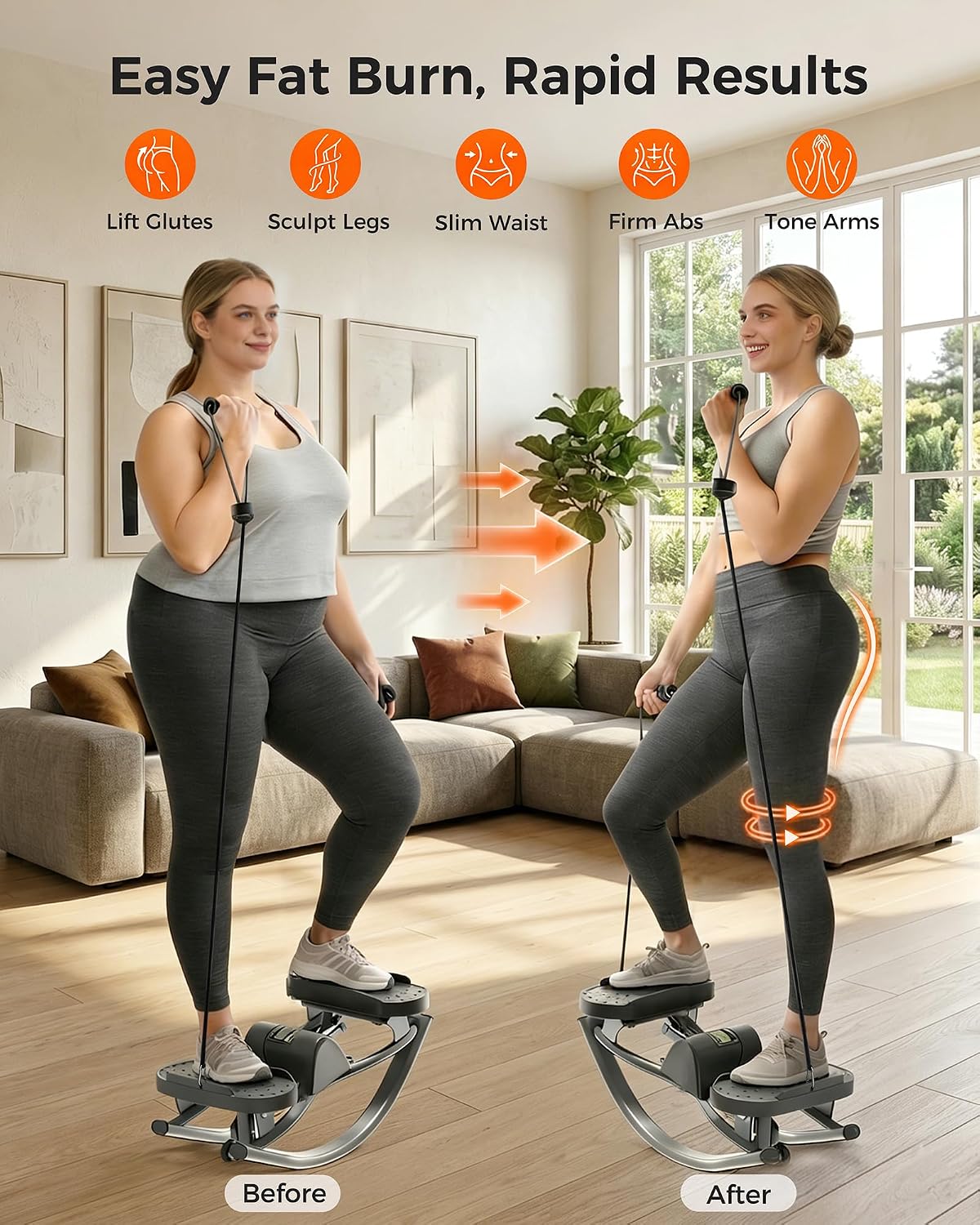 FineWay Upgraded Rock Stepper 2.0 for Exercise at Home, Rocking Stepper Side to Side, Low-Impact Knee-Friendly Exercise Machine with Resistance Bands, LCD Monitor & 330 LBS Capacity, Full Body Workout