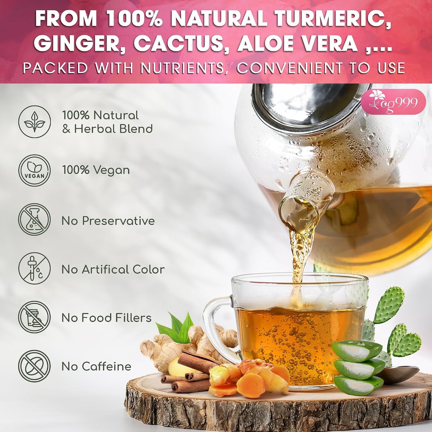 120 Bags Premium Turmeric Ginger Cinnamon Tea, Improve Digestion, Support Brain, Weight, Skin and Sleep, Eco-Conscious Tea Bags and Premium Natural Ingredients. Turmeric Ginger Herbal Tea. No Sugar, No Caffeine, No Gluten, Vegan.