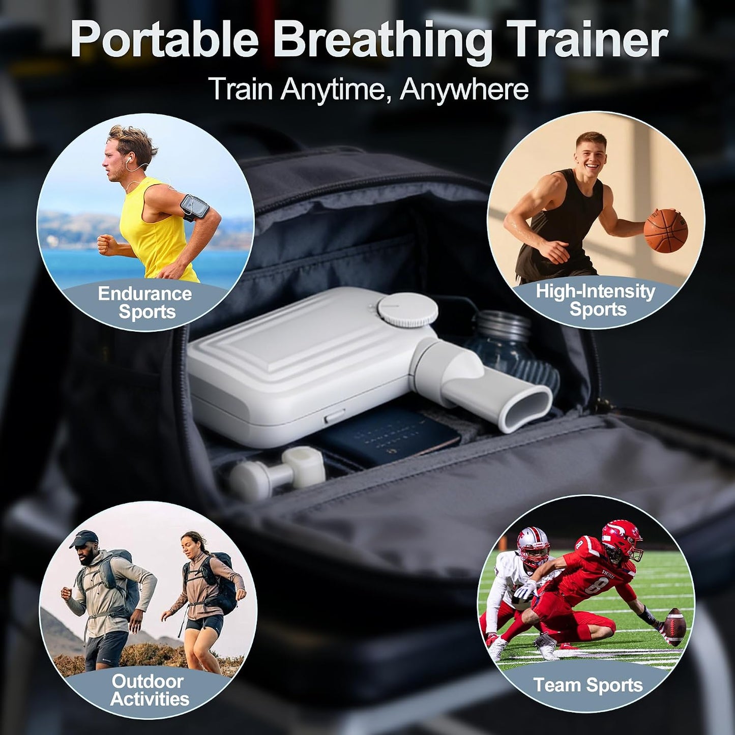 Breathing Exercise Device for Lungs, Non-Measuring Exerciser, Effective Lung Trainer and Breathing Trainer with 6 Adjustable Levels, Portable Mucus Clearance Device to Improve Breathing and Health
