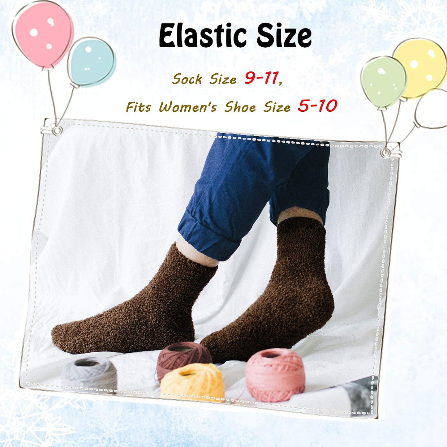 LANLEO 5/6 Pairs Womens Super Soft Fuzzy Plush Warm Winter Home Sleeping Slipper Socks