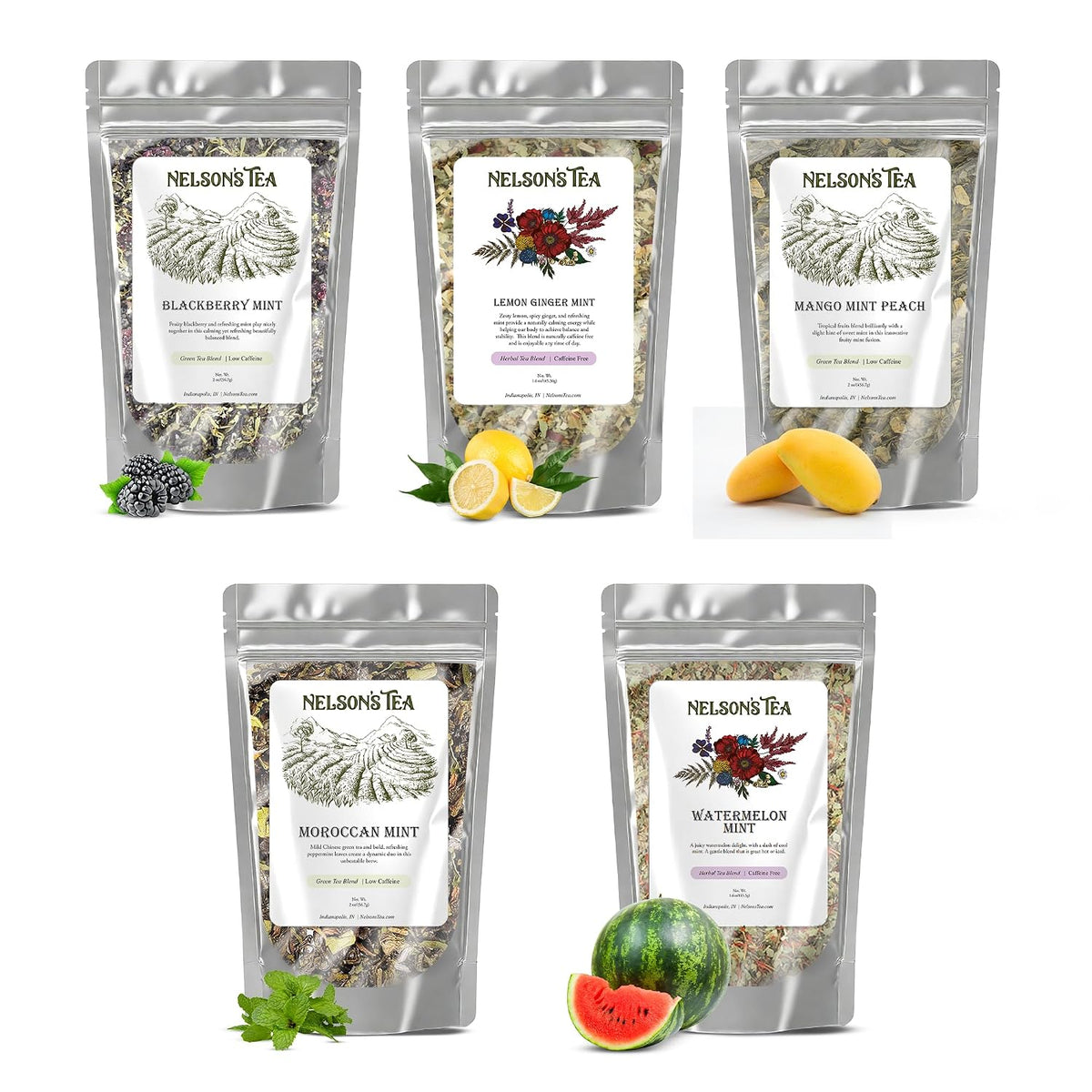 Nelson's Tea Chai Sampler Pack 5 Flavors Variety Loose Leaf Tea, Sample