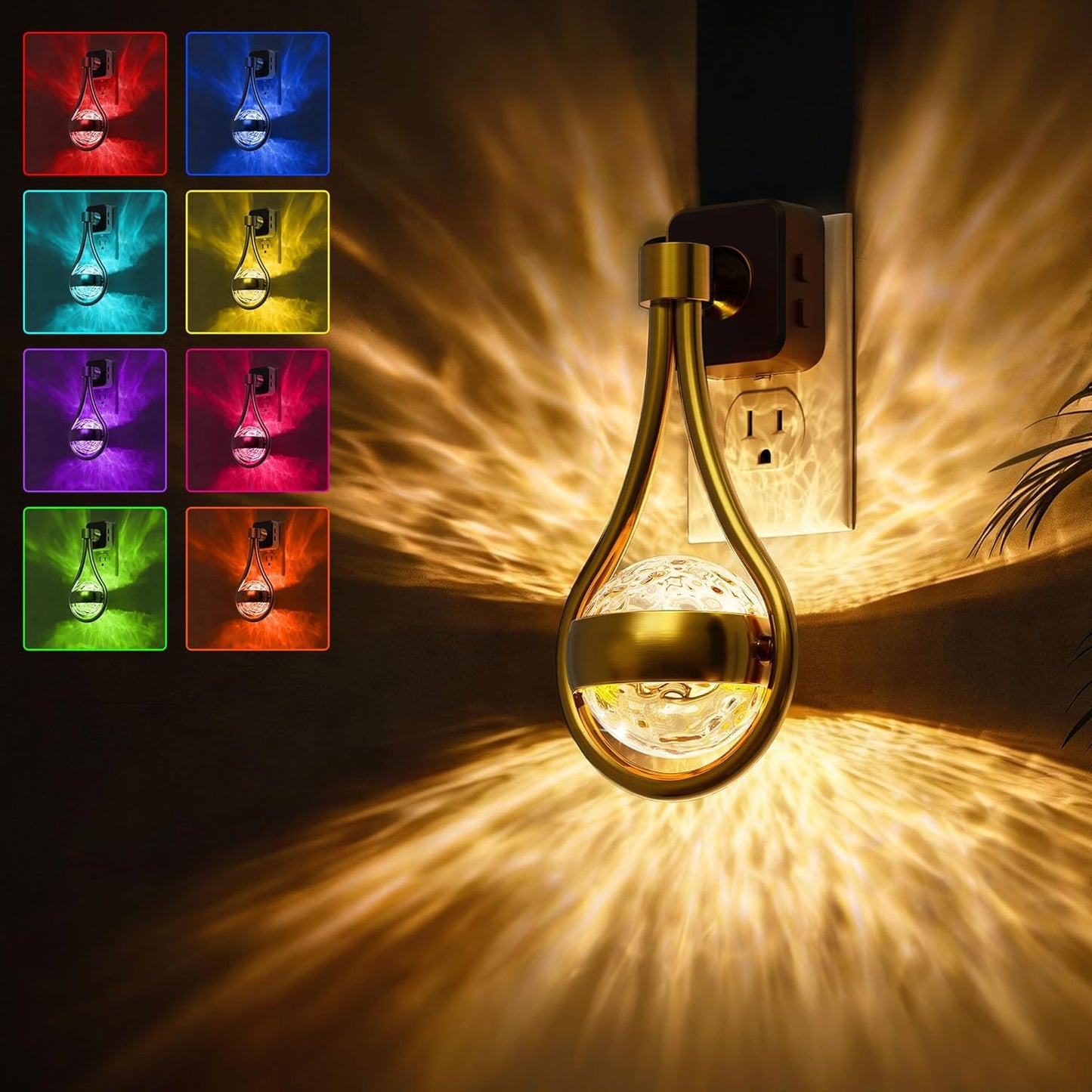 L LOHAS LED Night Lights Plug into wall, Amber Night Light with Adjustable Brightness, Plug in NightLight with Auto Light Sensor, Wall Sconce-Style Design Night Light for Bathroom,Hallway, 2 Pack