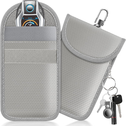 Faraday Pouch for Car Keys, Faraday Bag, Car RFID Signal Blocking Holder, Key Fob Protector, Key fob cage Block Signal Anti-Theft Fob Case (2 Pack)