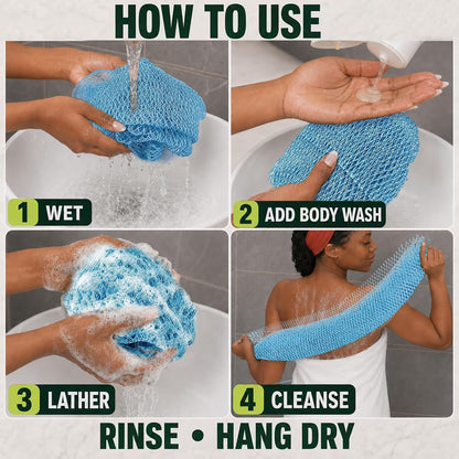 SubSahara African Net Sponge, 2 Pack 45-Inch Exfoliating Bath Scrubber