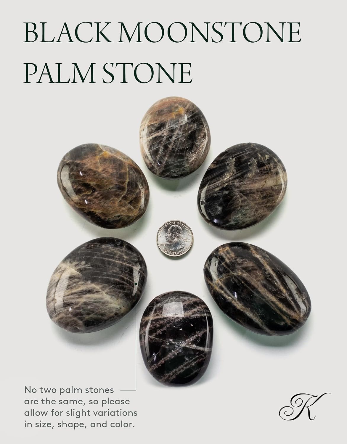 KALIFANO Palm Stone with Healing & Calming Effects - AAA+ Grade High Energy Worry Stone with Information Card - Reiki Crystal Used for Courage (Family Owned and Operated)
