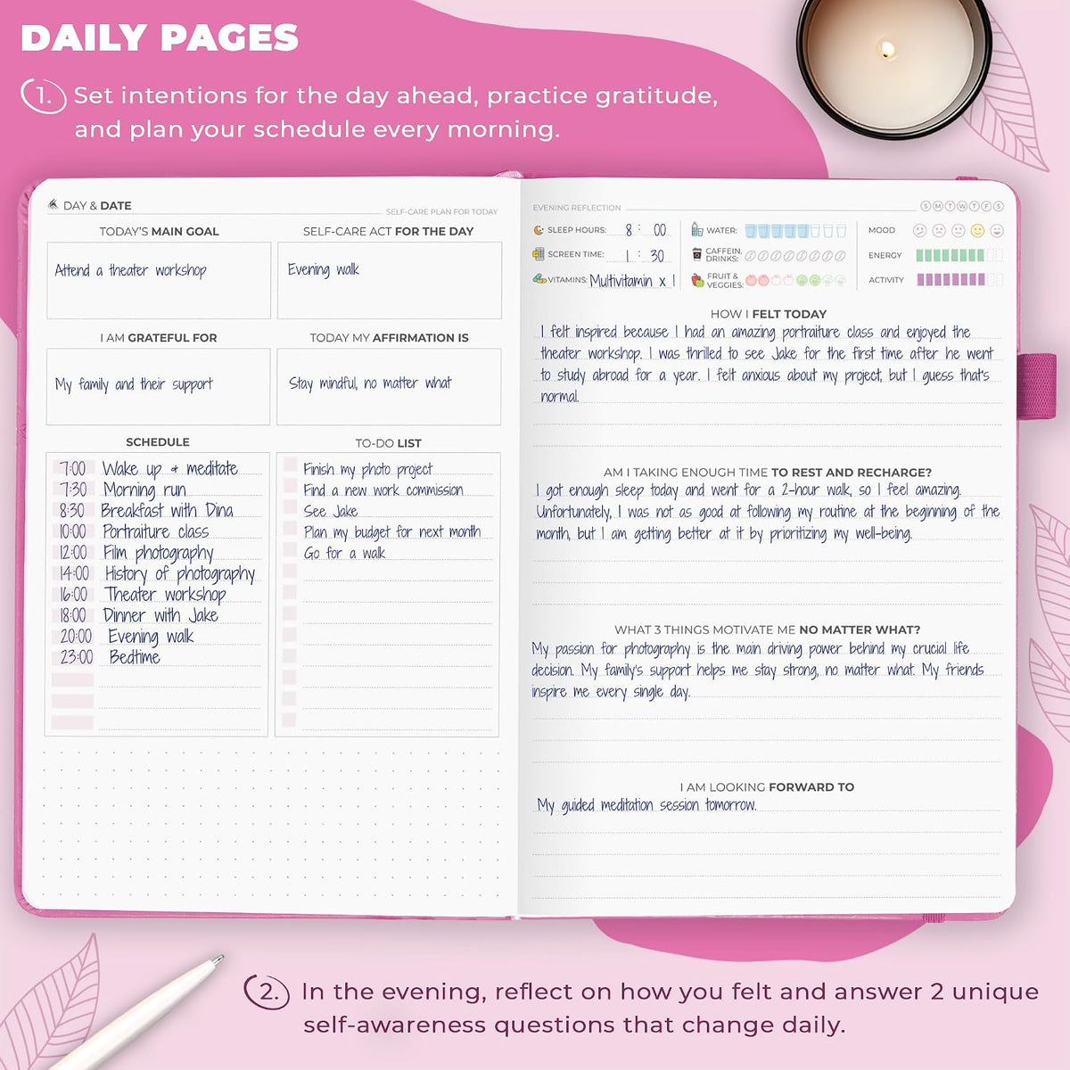 Clever Fox Self-Care Journal for Women, Daily Planner 5.8x8.3 Aquamarine