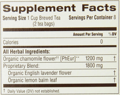 Traditional Medicinals Organic Chamomile with Lavender Herbal Tea (Pack of 1), Calms the Nervous System, 16 Tea Bags